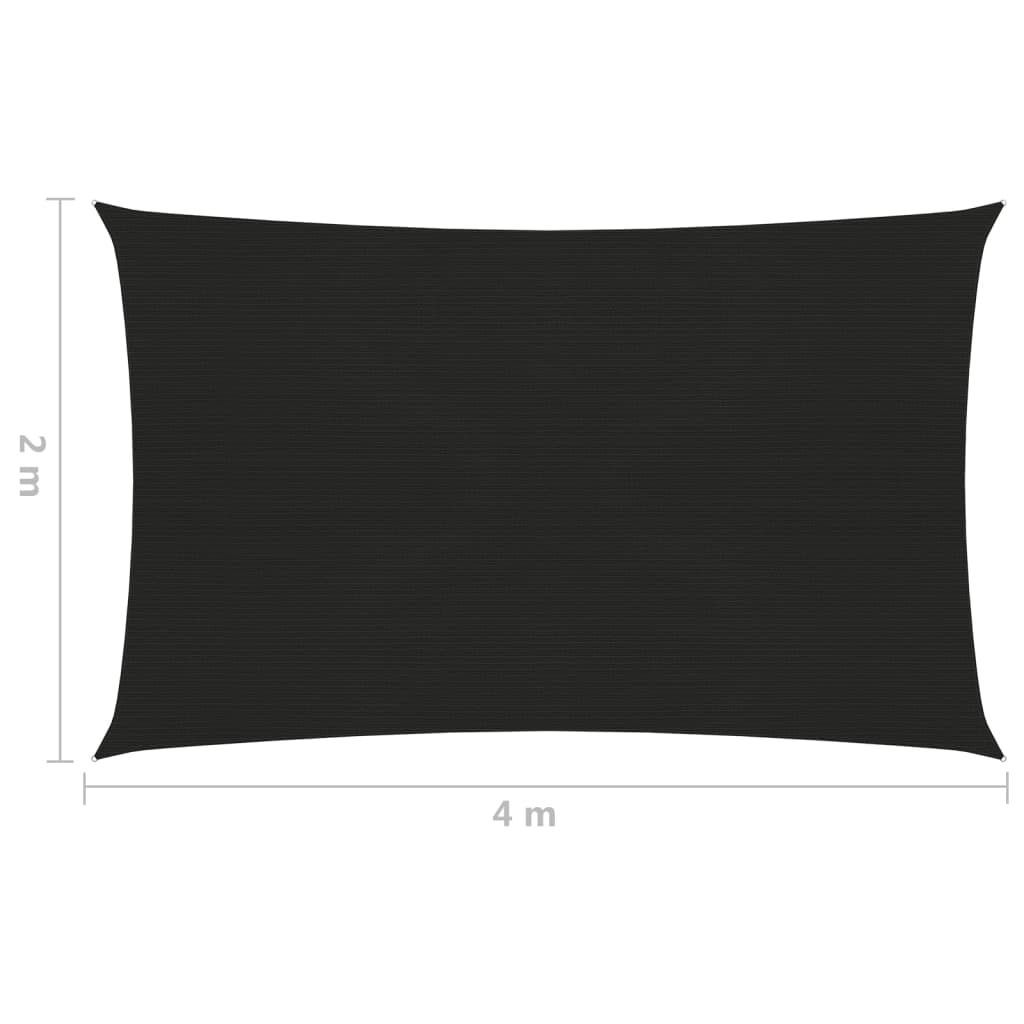 vidaXL Toldo de vela HDPE negro 160 g/m² 2x4 m
