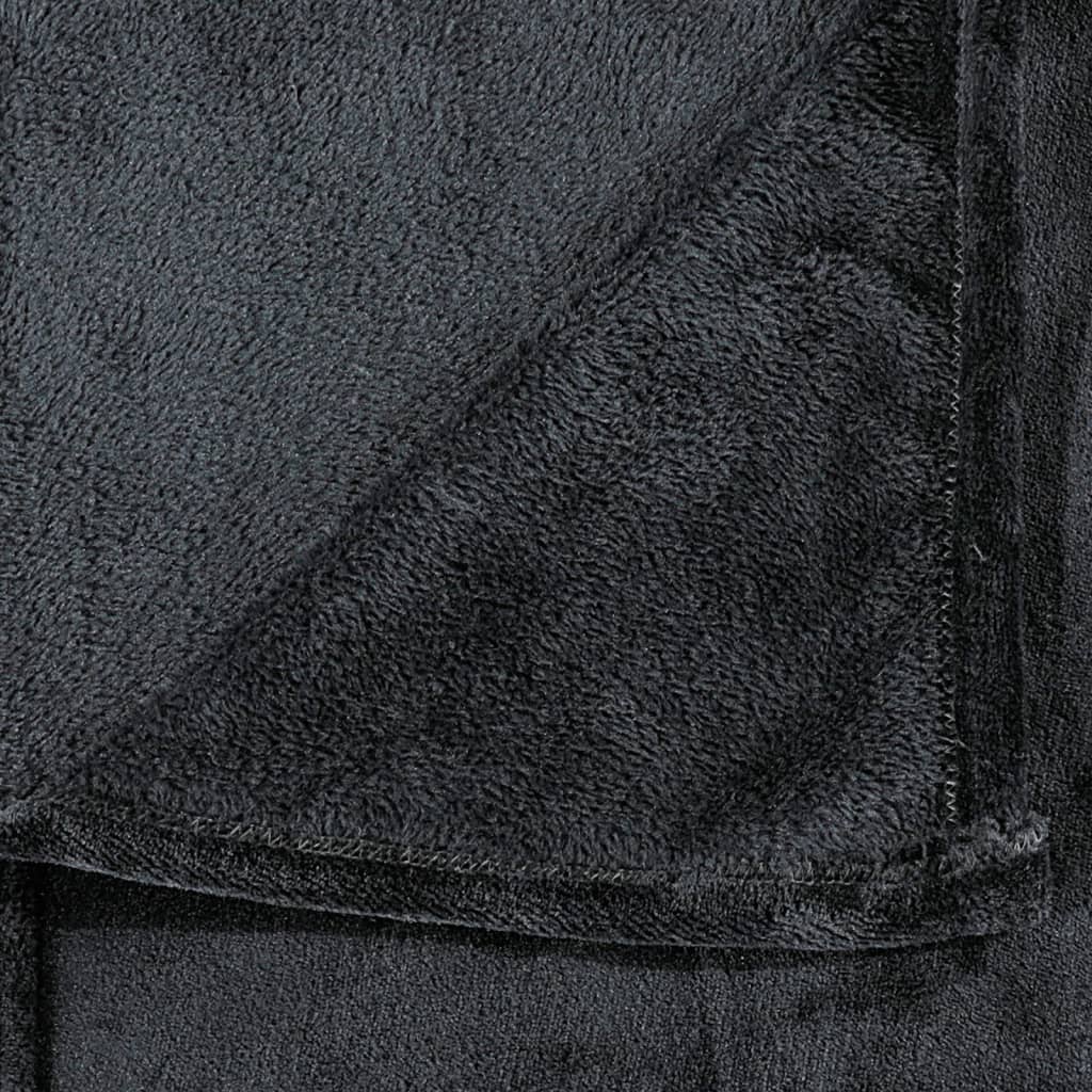 vidaXL Manta de poliéster negra 130x170 cm