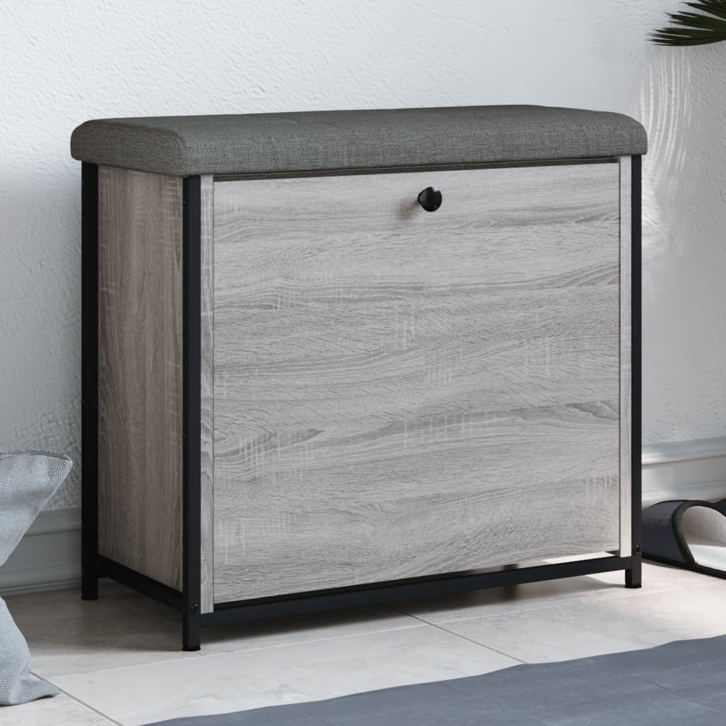 vidaXL Banco zapatero con cajón abatible gris Sonoma 62x32x56 cm