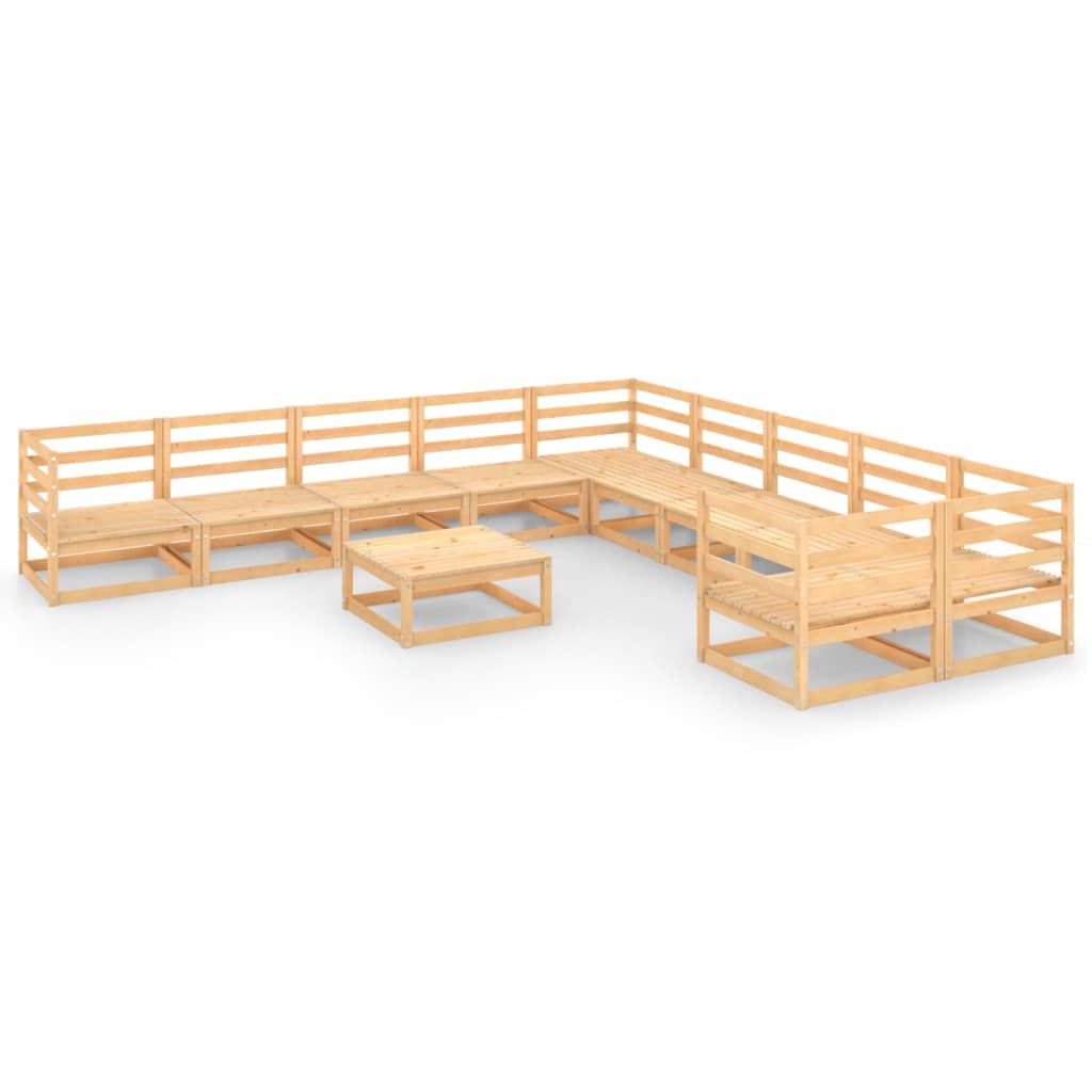 vidaXL Juego de muebles de jardín 11 piezas madera maciza de pino