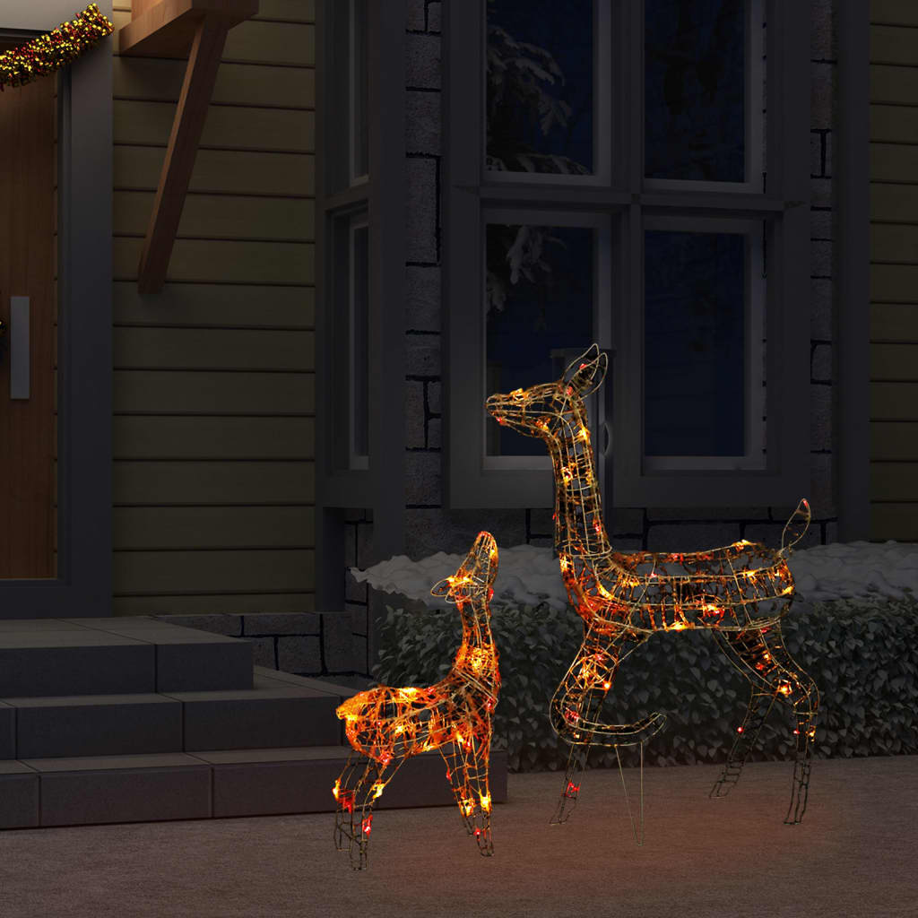 vidaXL Familia de renos de Navidad acrílico 160 LEDs de colores