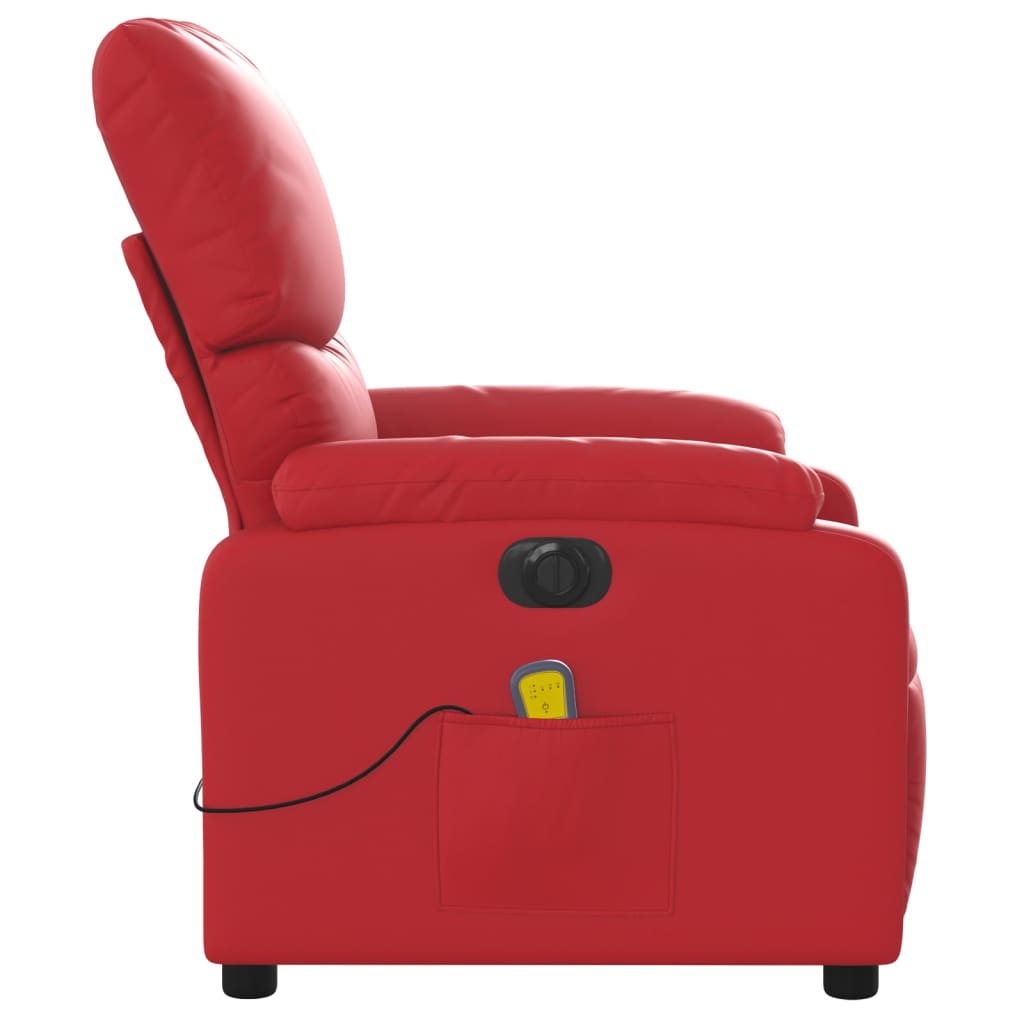 vidaXL Sillón de masaje reclinable eléctrico de cuero artificial rojo