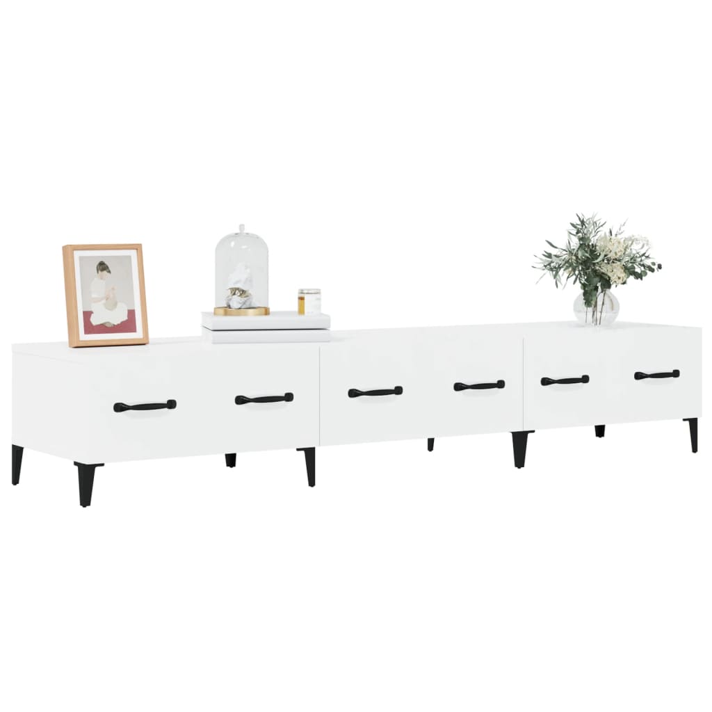 vidaXL Mueble de TV madera contrachapada blanco brillo 150x34,5x30 cm