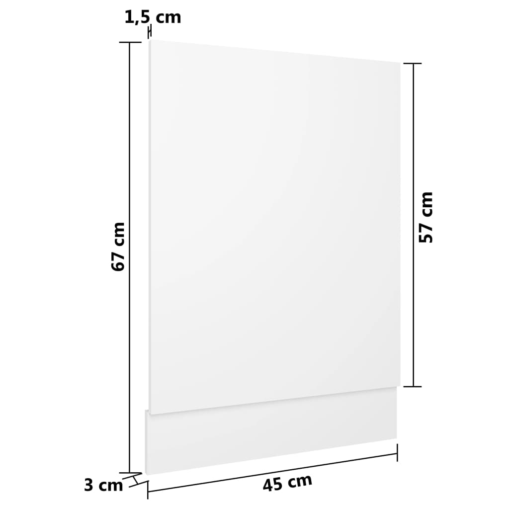 vidaXL Panel para lavavajillas madera contrachapada blanco 45x3x67 cm