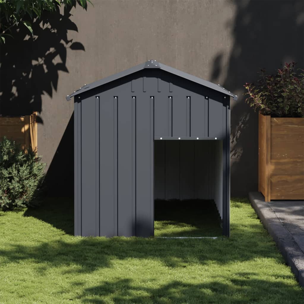vidaXL Caseta perros con tejado acero galvanizado gris 117x153x123 cm