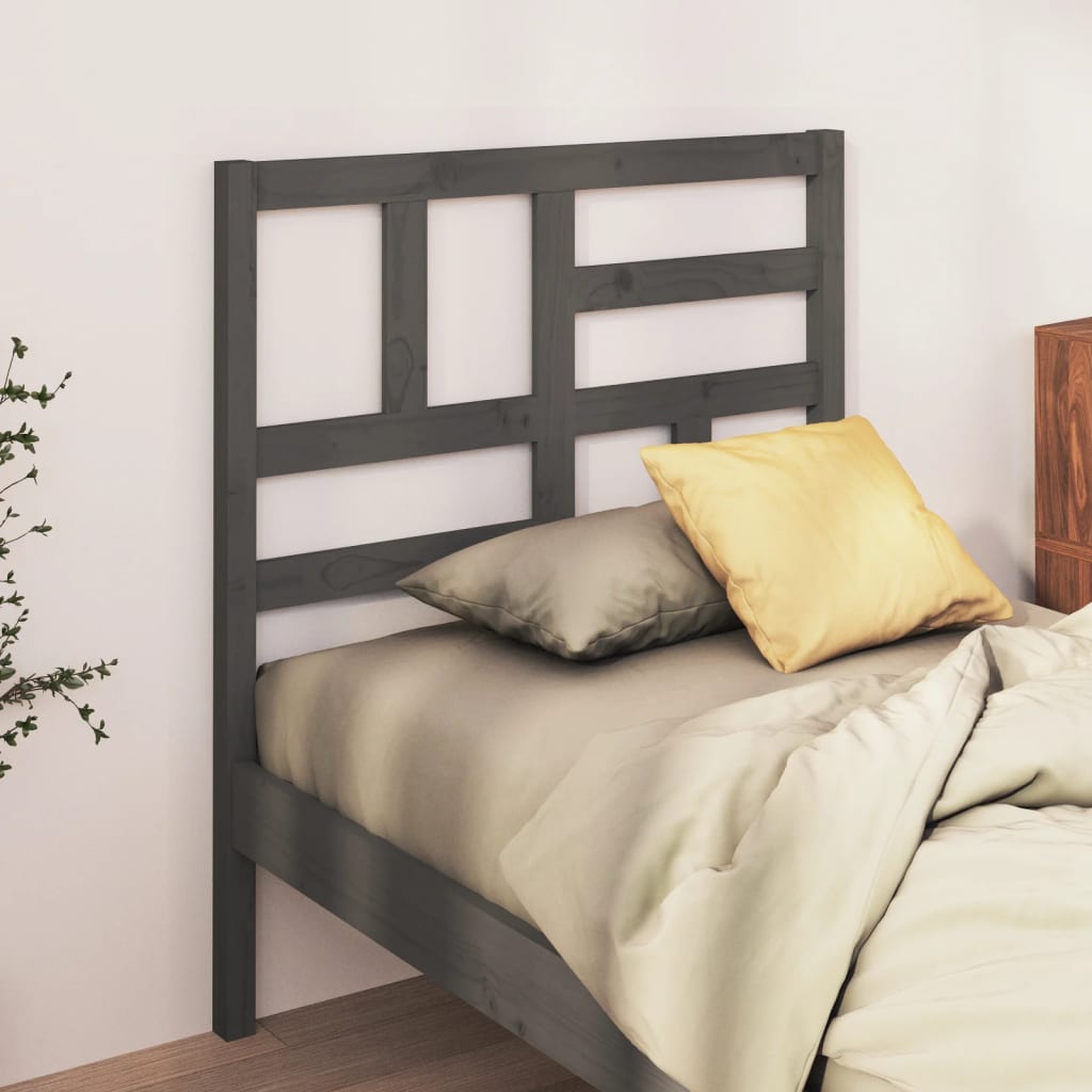 vidaXL Cabecero de cama madera maciza de pino gris 81x4x104 cm