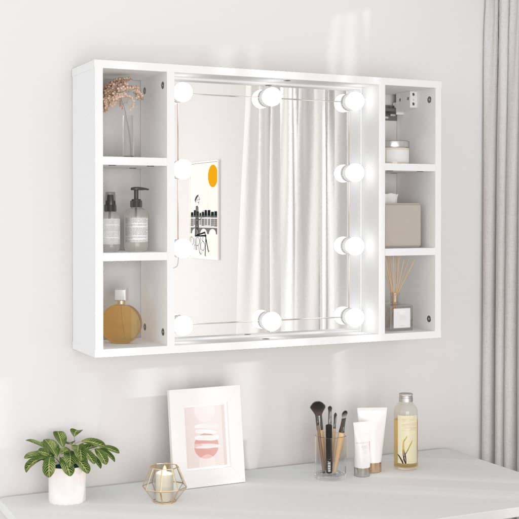 vidaXL Mueble con espejo y luces LED blanco 76x15x55 cm