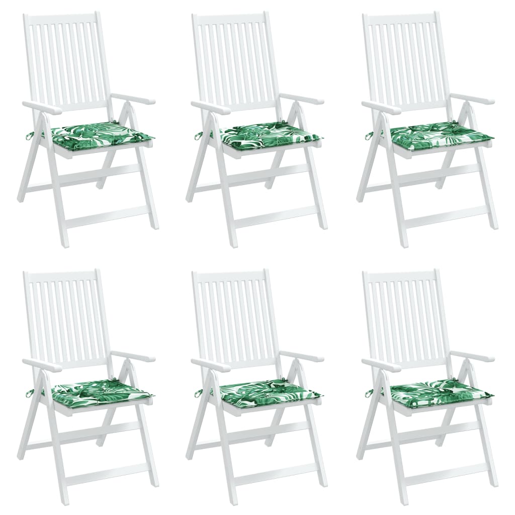 vidaXL Cojines de silla 6 uds tela estampado de hojas 40x40x3 cm