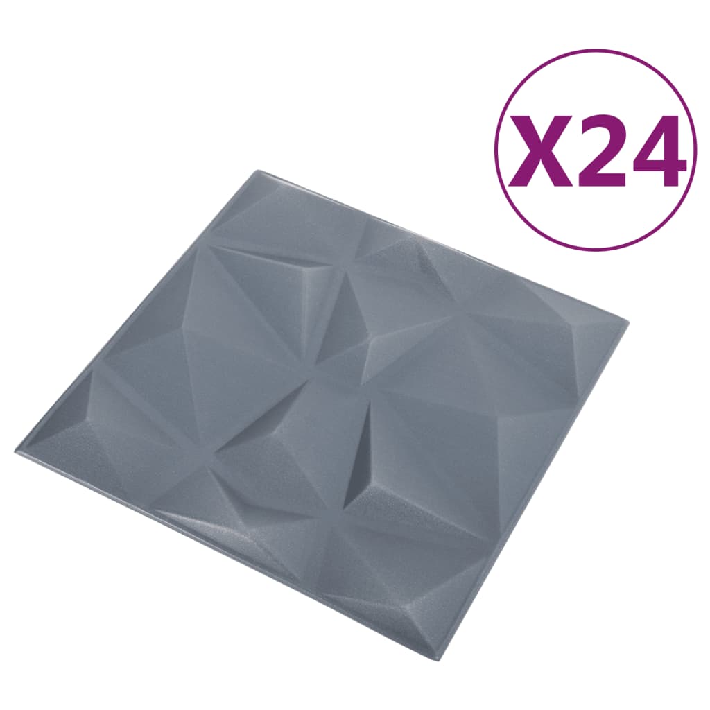 vidaXL Paneles de pared 3D 24 unidades gris diamante 6 m² 50x50 cm