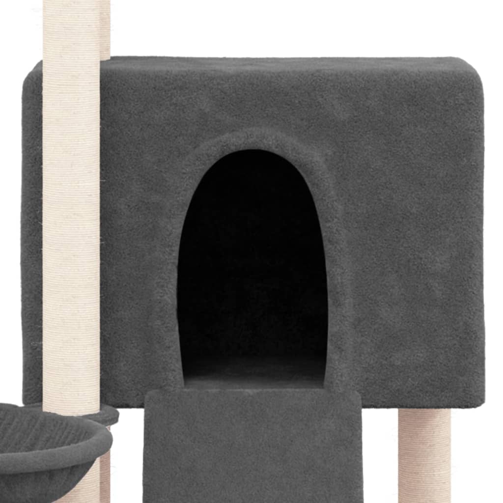vidaXL Rascador para gatos con postes de sisal gris oscuro 96 cm