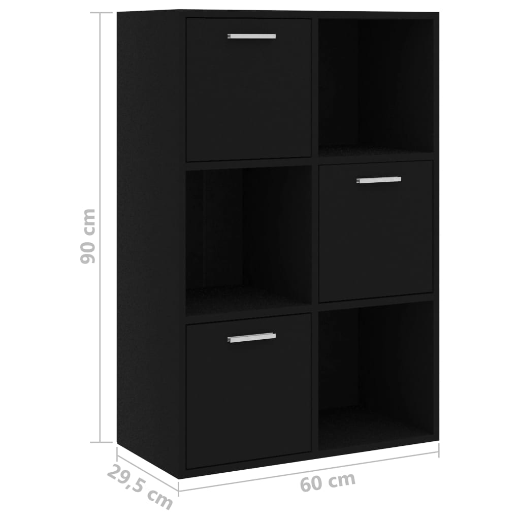 vidaXL Armario almacenamiento madera contrachapada negra 60x29,5x90 cm