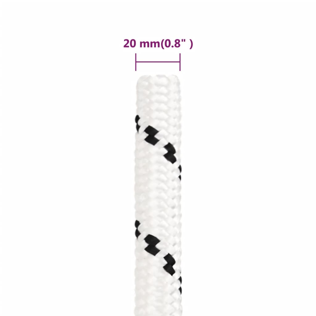 vidaXL Cuerda de trabajo poliéster blanco 20 mm 25 m