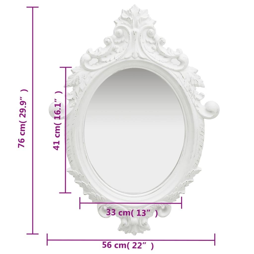 vidaXL Espejo de pared estilo castillo blanco 56x76 cm