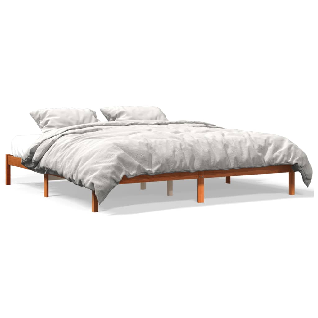 vidaXL Estructura de cama madera maciza pino marrón cera 180x200 cm
