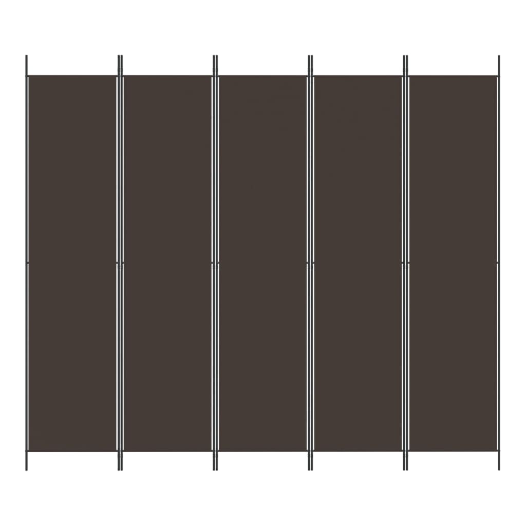 vidaXL Biombo divisor de 5 paneles de tela marrón 250x220 cm