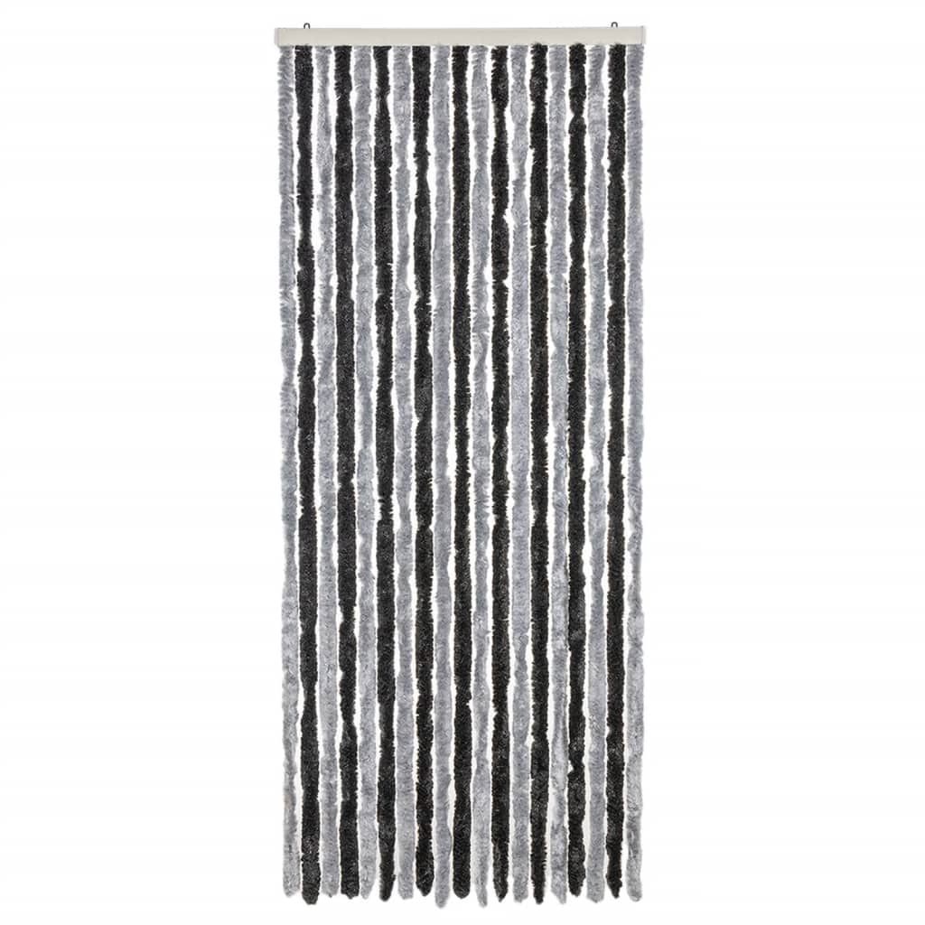 vidaXL Cortina antimoscas chenilla gris y negro 56x185 cm