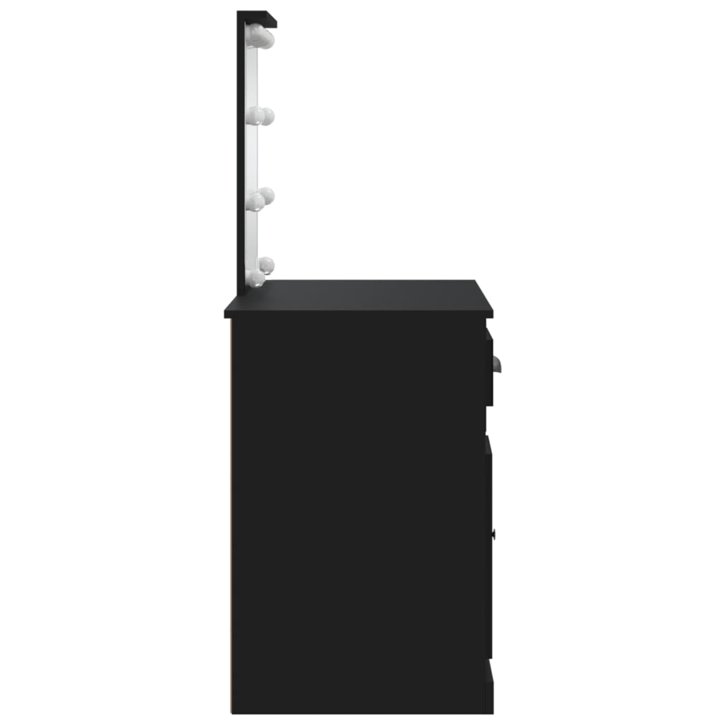 vidaXL Tocador con luces LED negro 90x42x132,5 cm