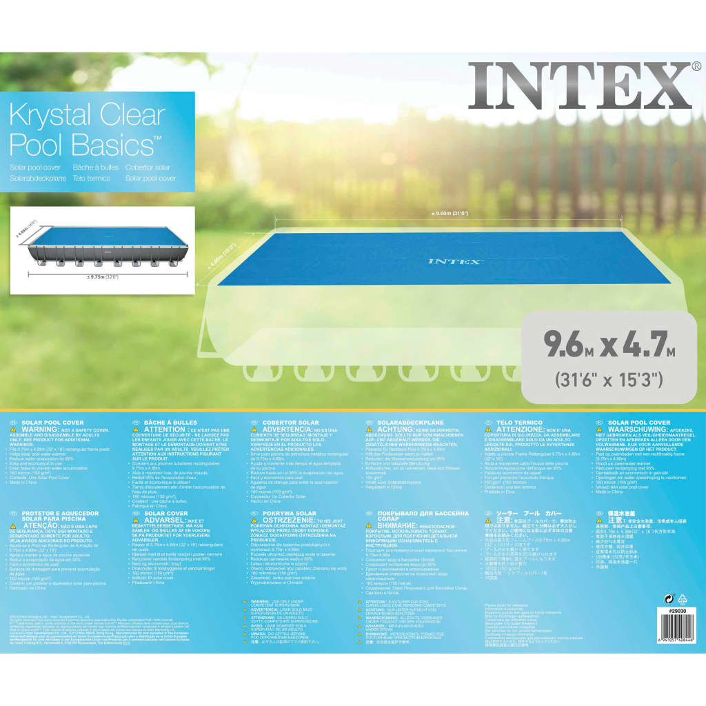 Intex Cubierta solar para piscina rectangular 975x488 cm
