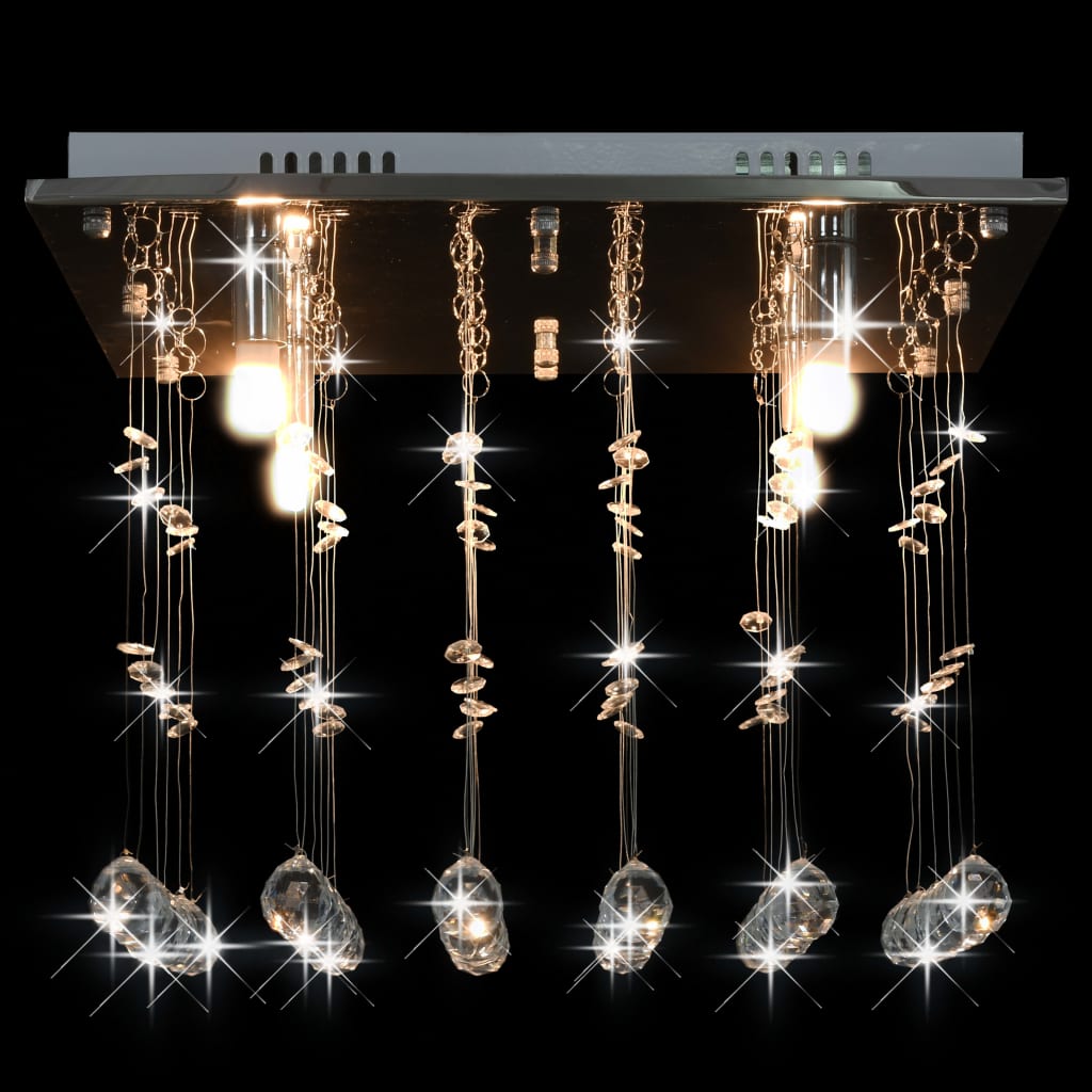 vidaXL Lámpara de techo con cuentas de cristal plateado cúbica G9