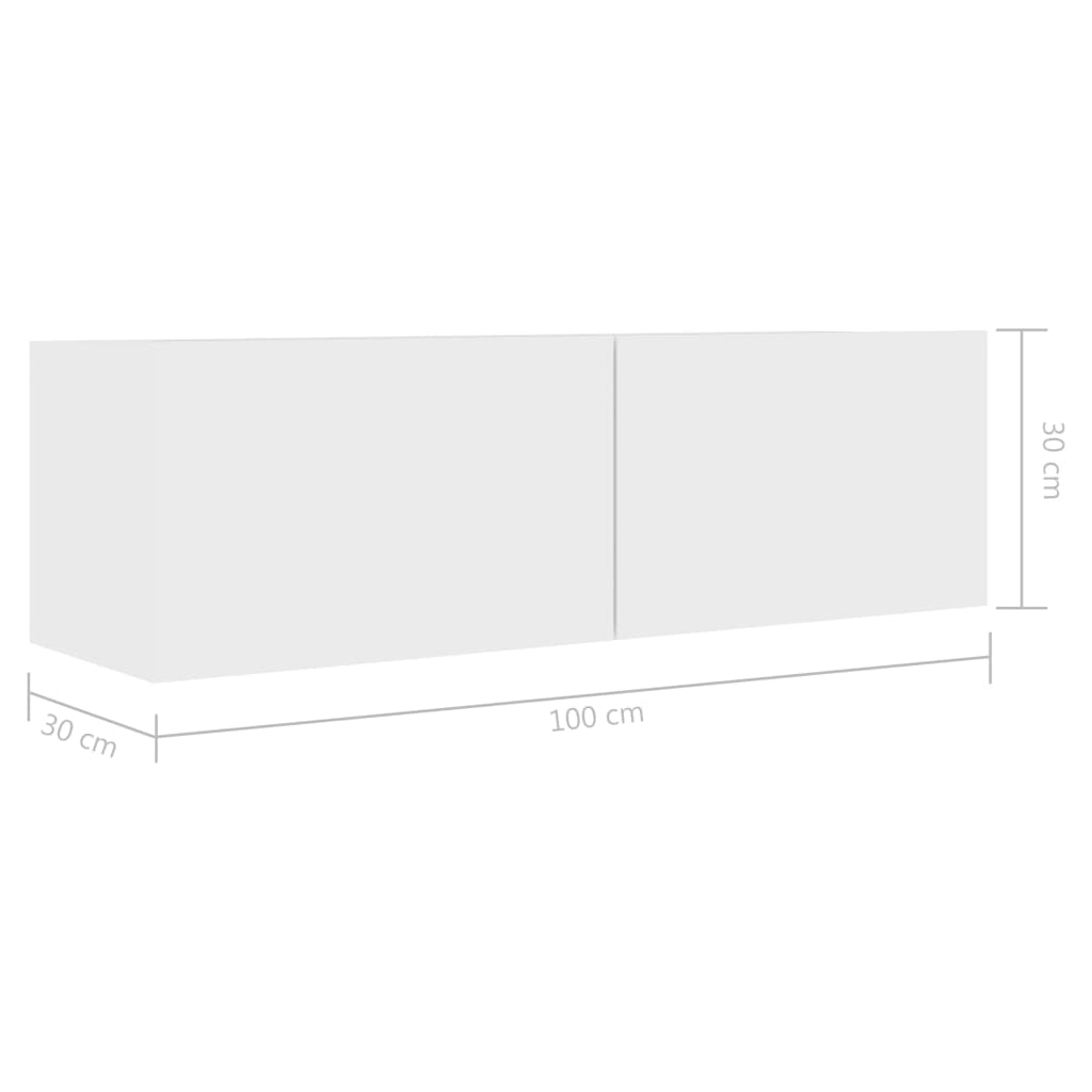 vidaXL Mueble para TV pared madera contrachapada blanco 100x30x30 cm