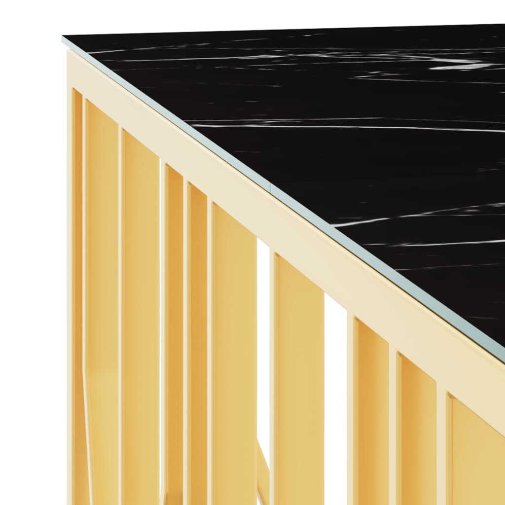 vidaXL Mesa de centro acero inoxidable y vidrio dorado 100x100x50 cm