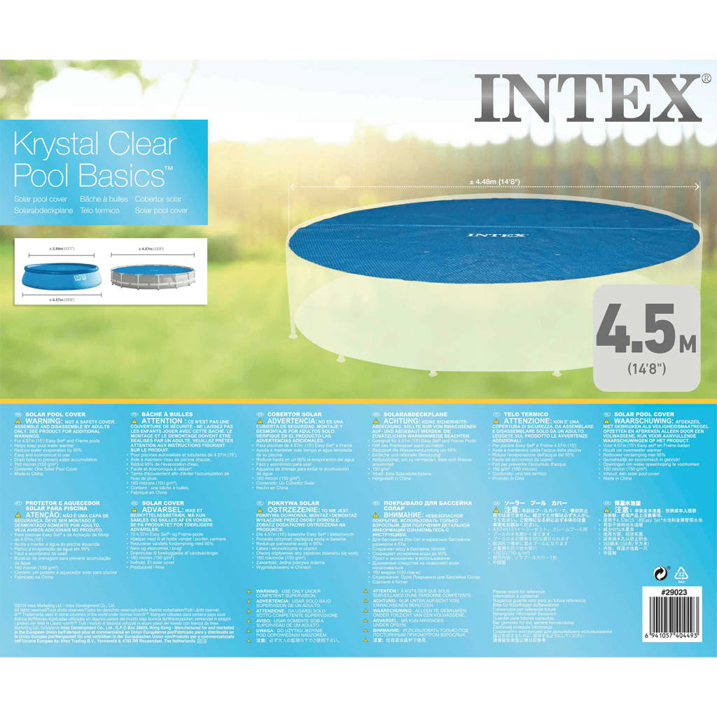 Intex Cubierta solar para piscina redonda 457 cm 29023