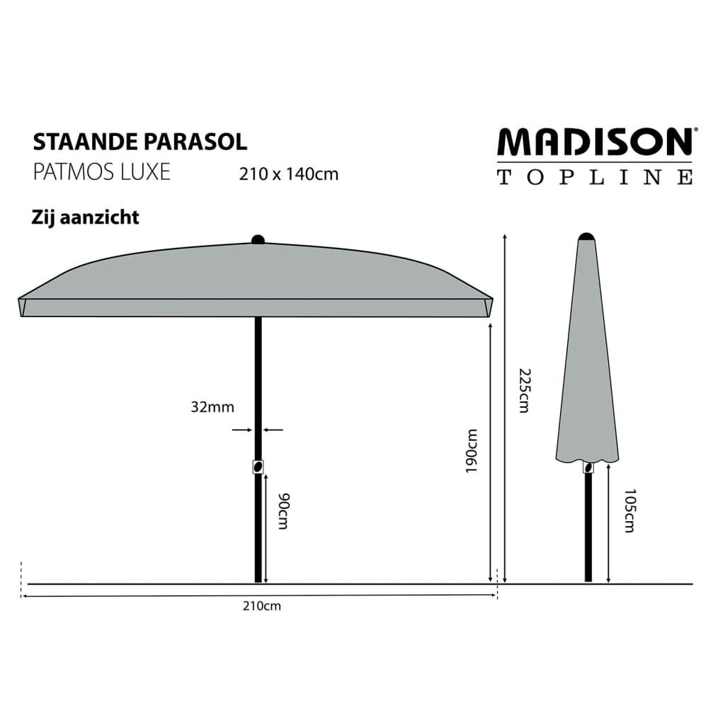 Madison Sombrilla Patmos Luxe rectangular 210x140 cm crudo