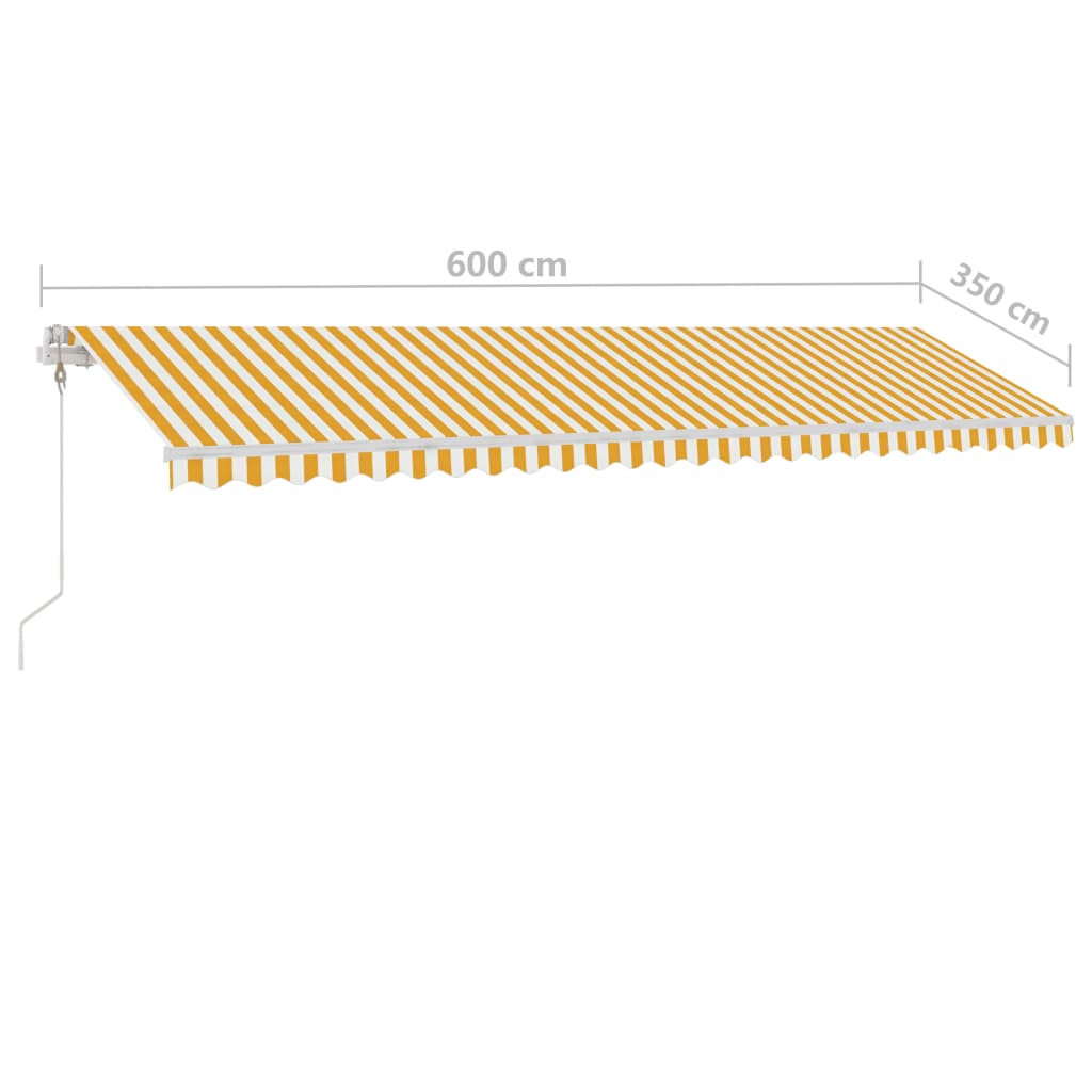vidaXL Toldo manual retráctil con LED amarillo y blanco 600x350 cm