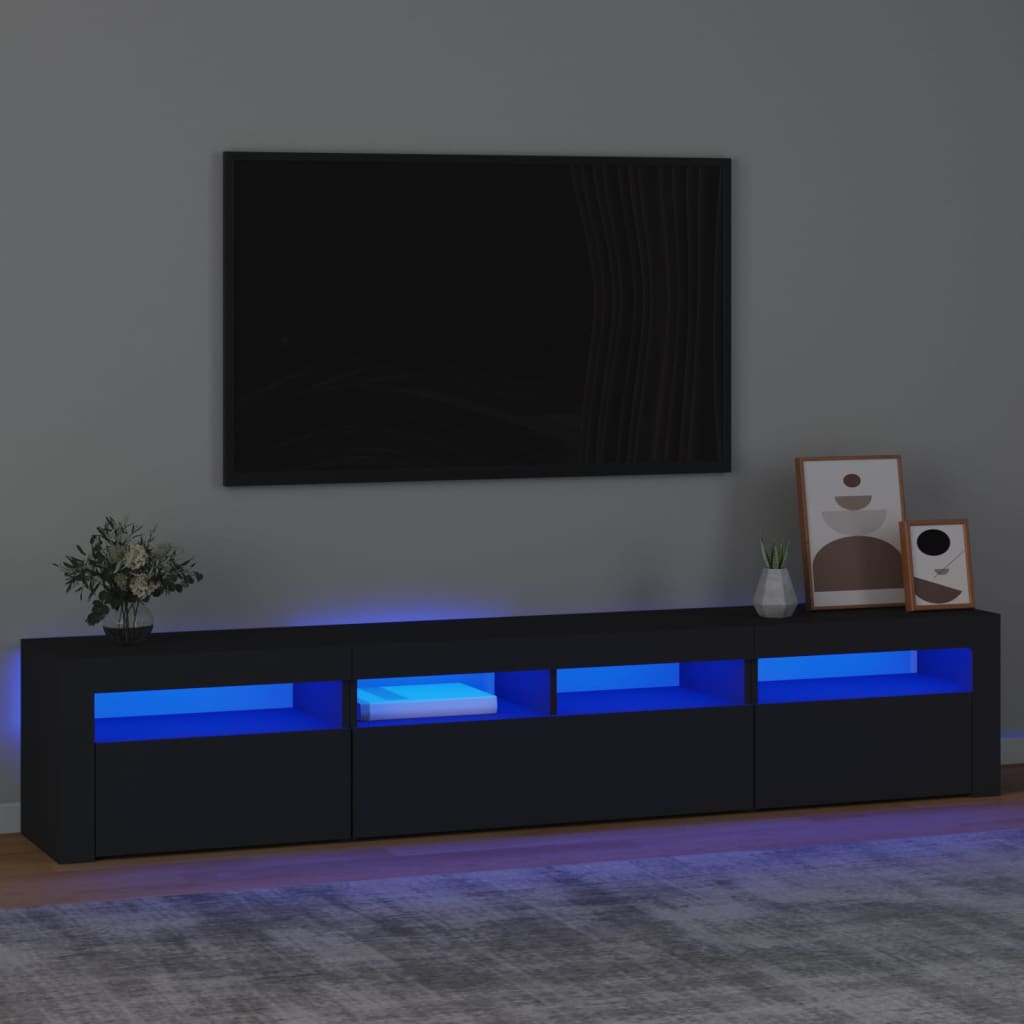 vidaXL Mueble de TV con luces LED Negro 210x35x40 cm