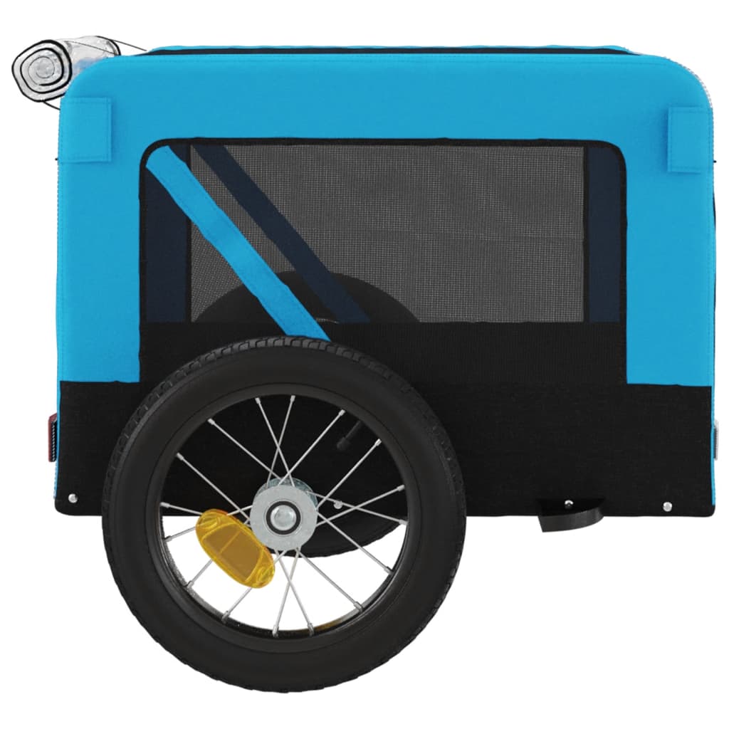 vidaXL Remolque de bicicleta mascotas hierro tela Oxford azul negro