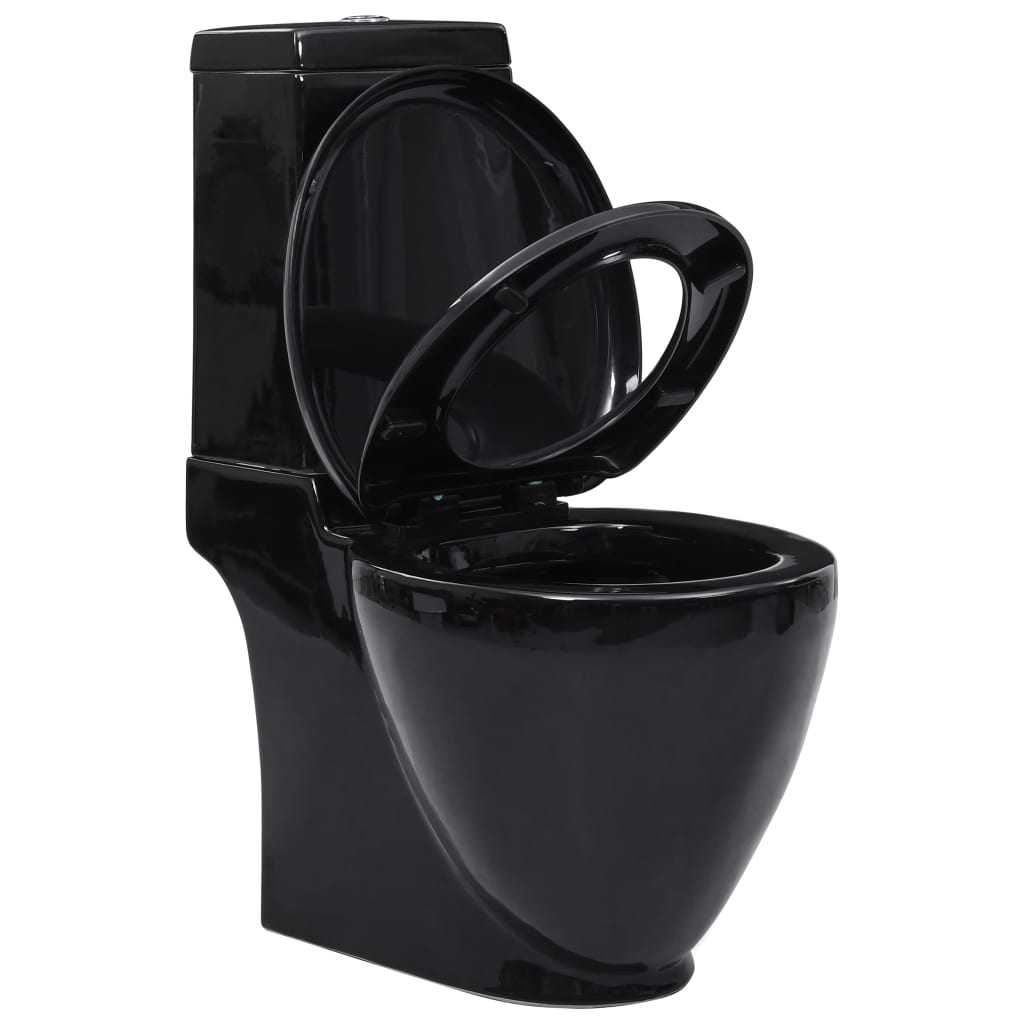 vidaXL Inodoro de cerámica con cisterna negro