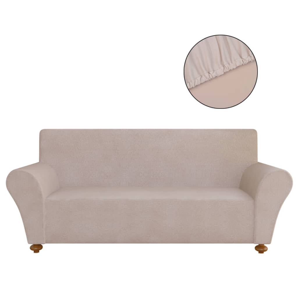 131090 vidaXL Stretch Couch Slipcover Beige Polyester Jersey
