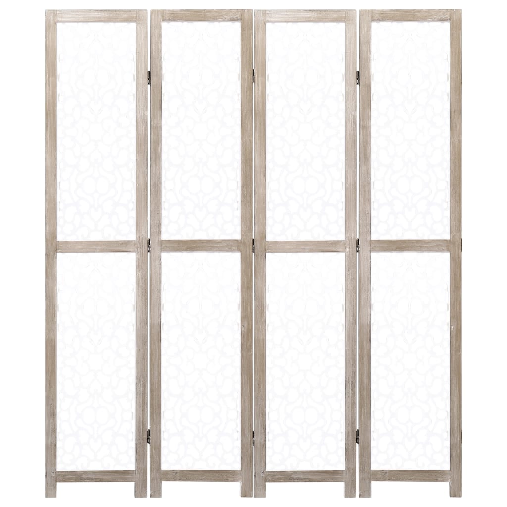 vidaXL Biombo de 4 paneles de madera maciza blanco 140x165 cm