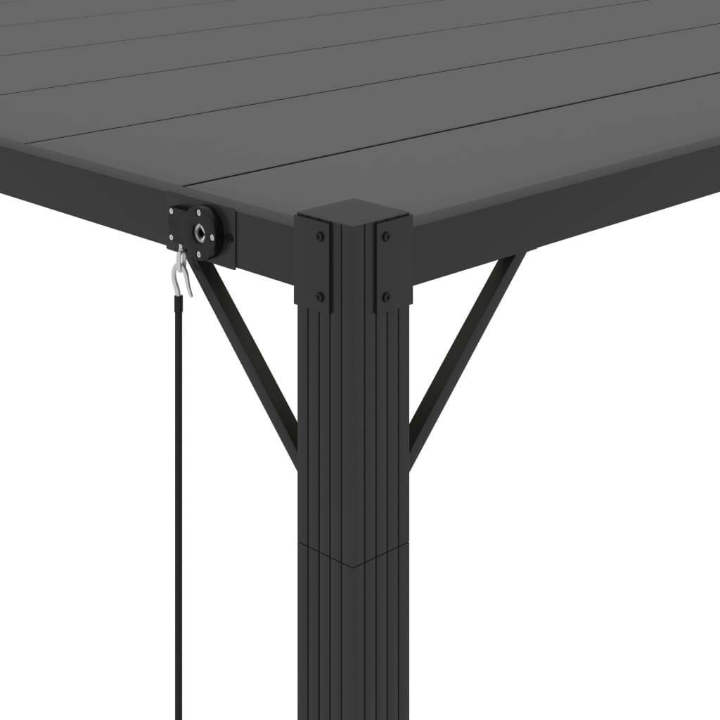 vidaXL Cenador con techo de lamas tela antracita y aluminio 3x3 m