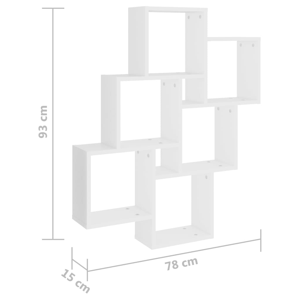 vidaXL Estante de cubo de pared madera contrachapada blanco 78x15x93cm