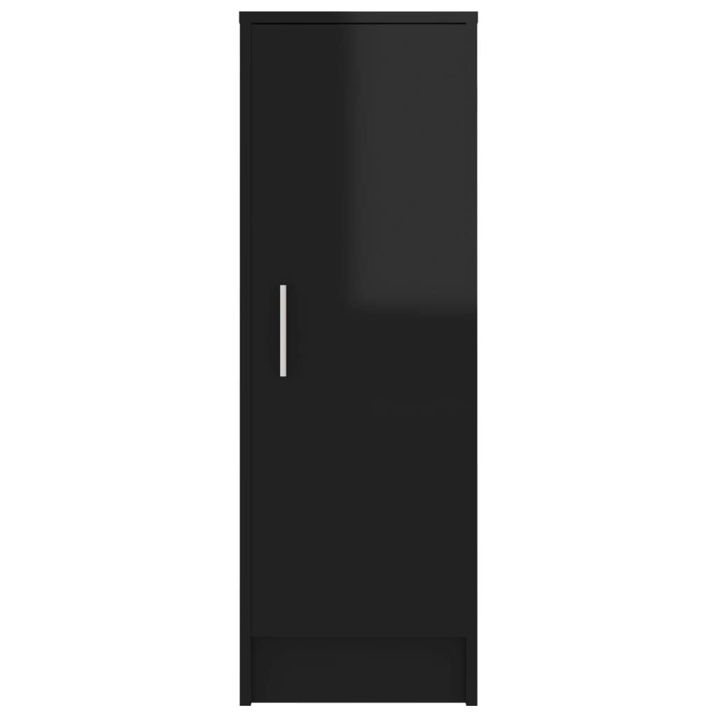vidaXL Mueble zapatero de aglomerado negro con brillo 32x35x92 cm