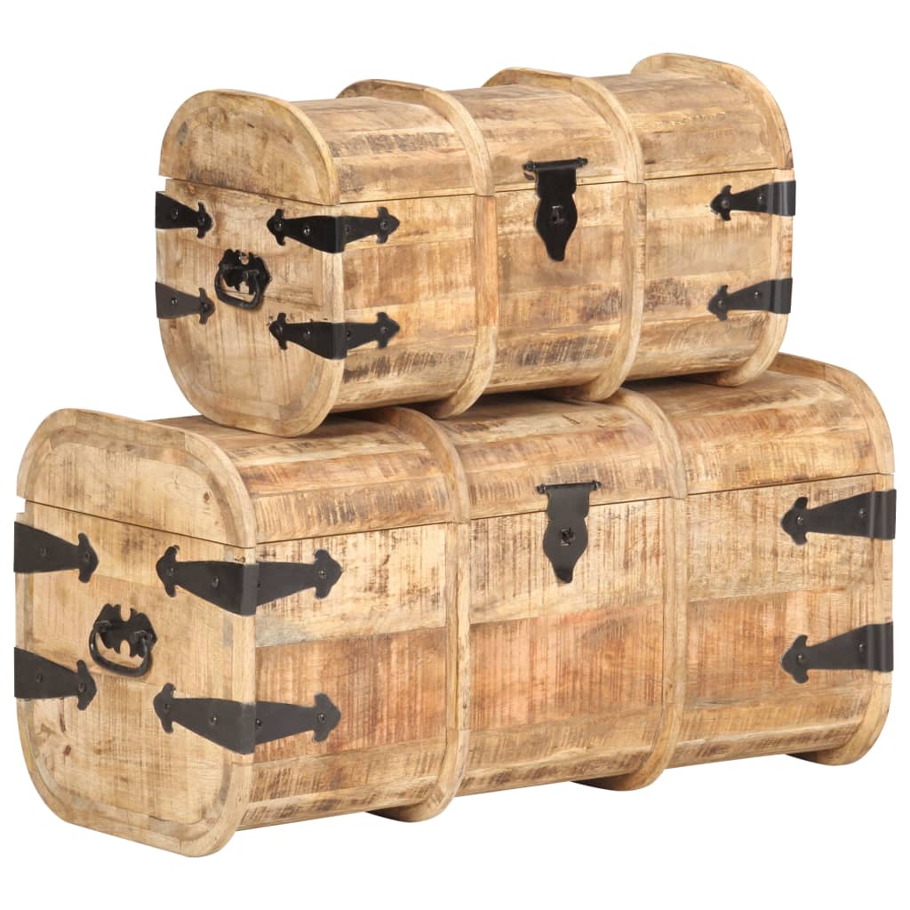 vidaXL Cofres de almacenamiento 2 unidades madera maciza de mango