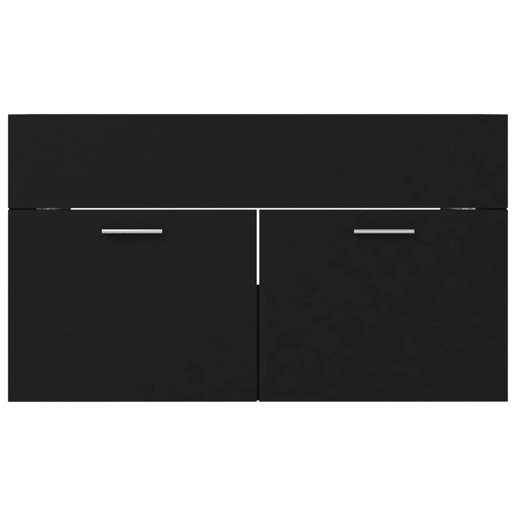 vidaXL Armario para lavabo madera contrachapada negro 80x38,5x46 cm