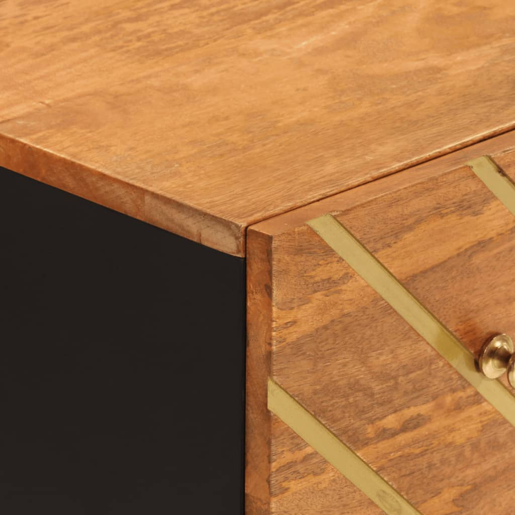 vidaXL Mueble auxiliar madera maciza mango marrón/negro 60x33,5x75 cm