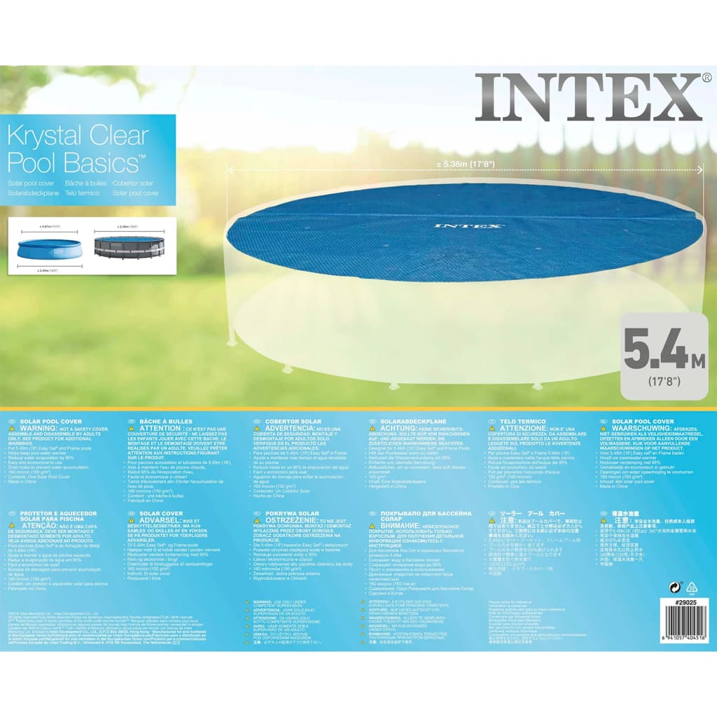Intex Cubierta solar para piscina redonda 549 cm 29025