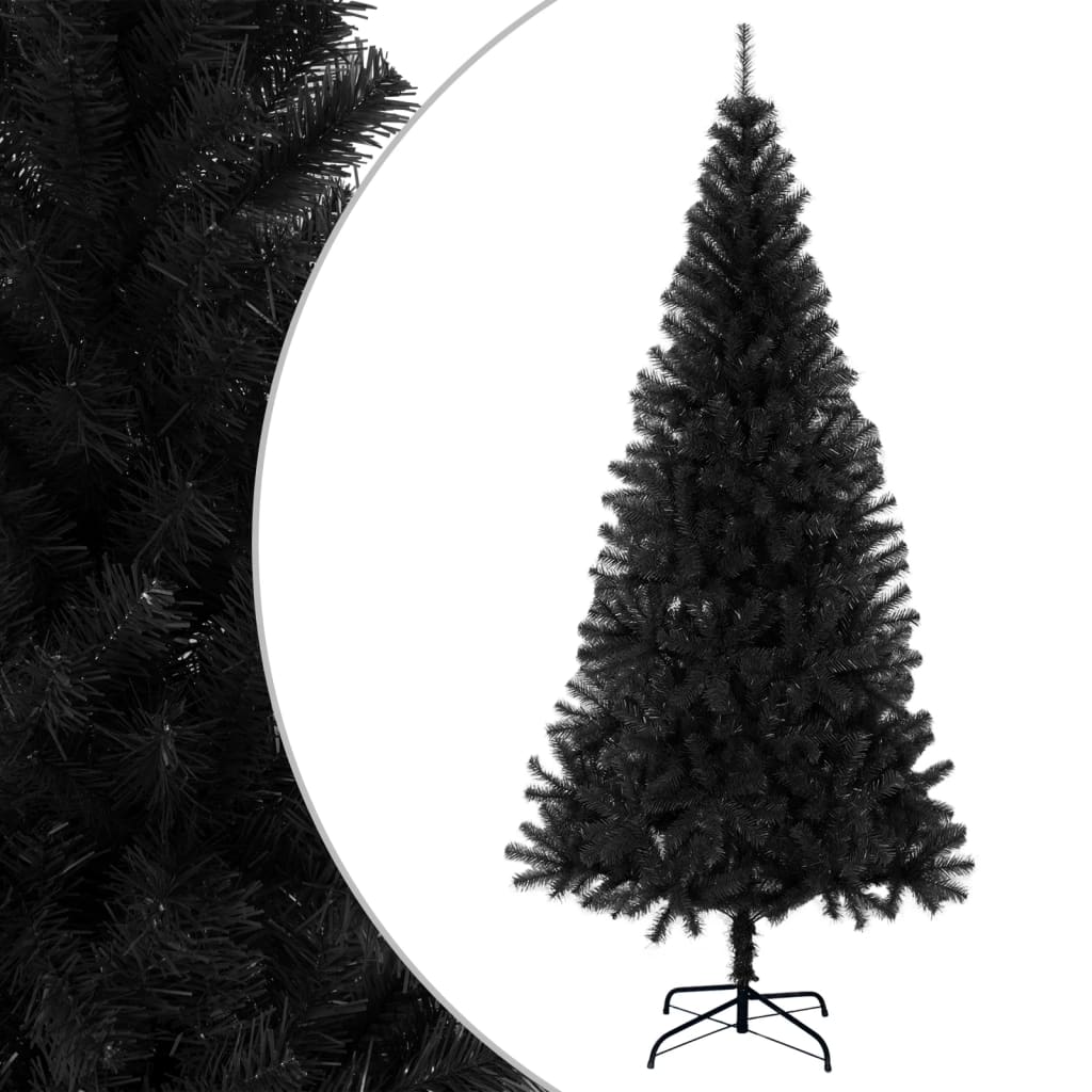 vidaXL Árbol de Navidad artificial con soporte PVC negro 210 cm
