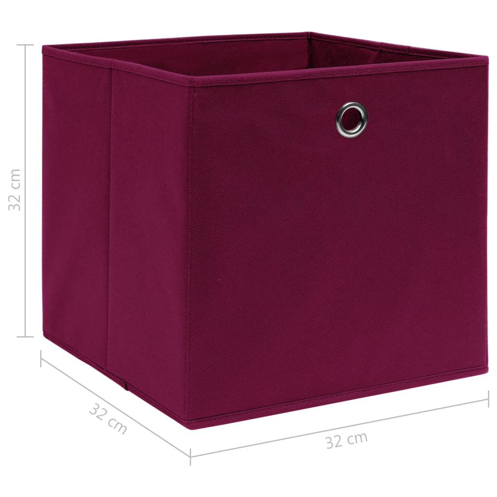 vidaXL Cajas de almacenaje 10 uds tela rojo oscuro 32x32x32 cm