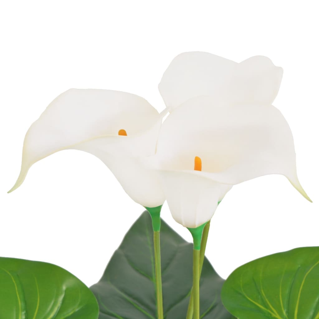 vidaXL Planta cala lilly artificial con macetero 85 cm blanca