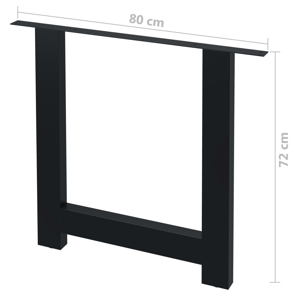 vidaXL Patas de mesa de comedor 2 unidades forma de H 80x72 cm