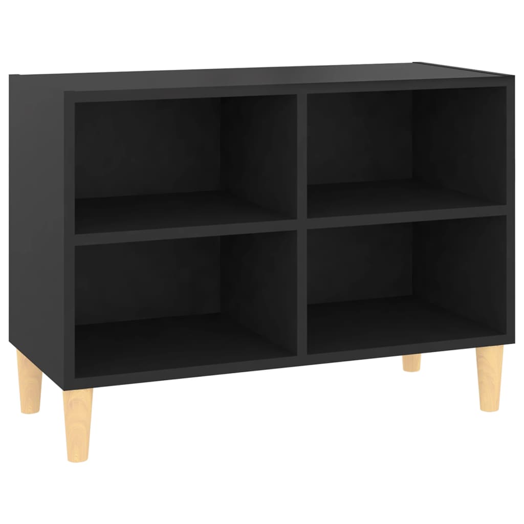 vidaXL Mueble de TV con patas de madera maciza negro 69,5x30x50 cm