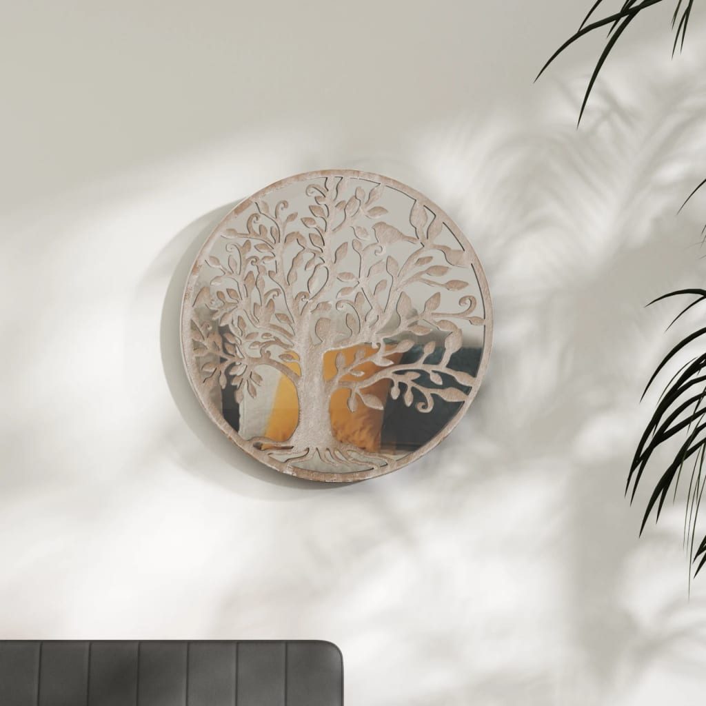 vidaXL Espejo de hierro redondo color arena para uso interior 60x2,5cm