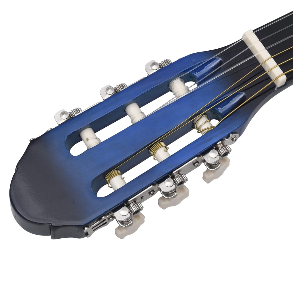 vidaXL Guitarra clásica para principiantes madera de tilo azul 4/4 39"