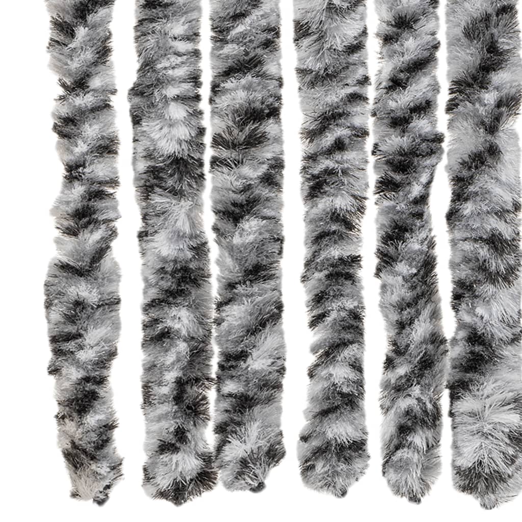 vidaXL Cortina antimoscas chenilla gris negro y blanco 100x220 cm