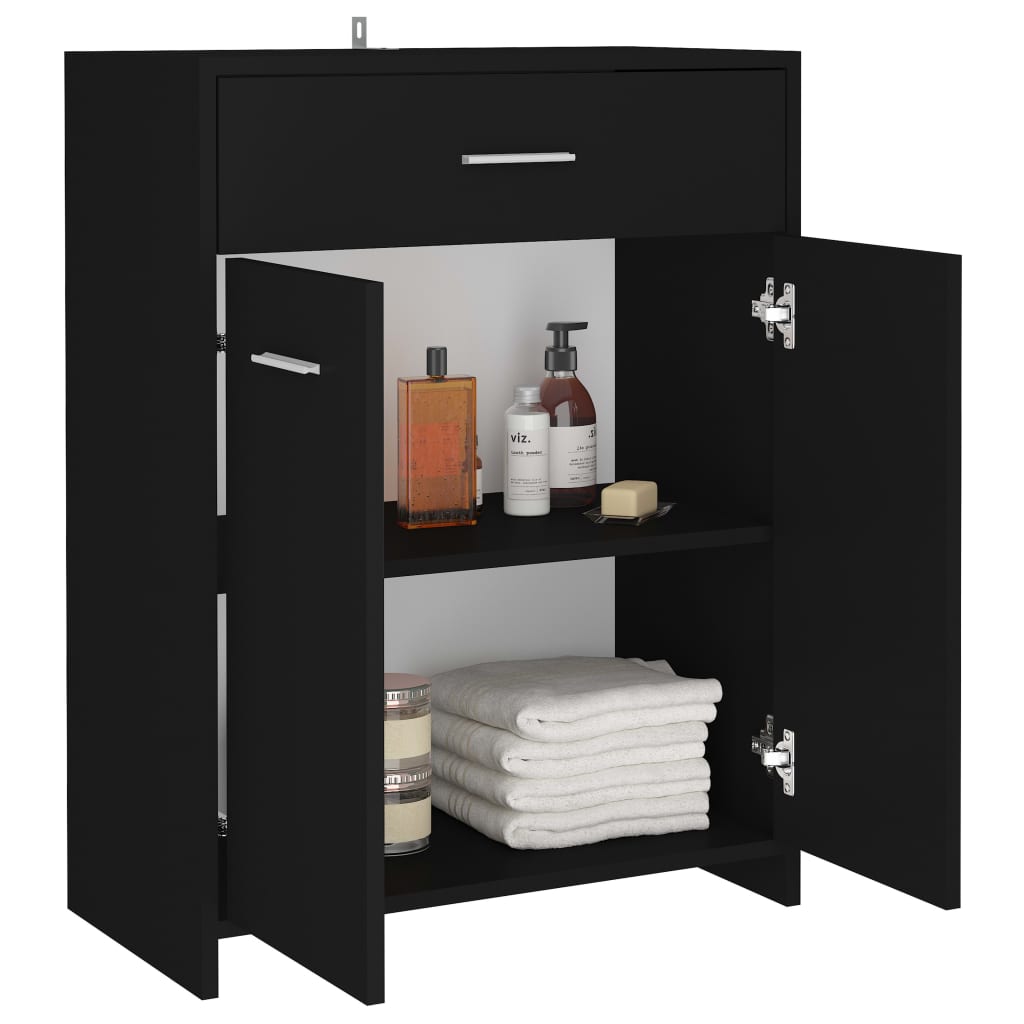 vidaXL Armario de cuarto de baño aglomerado negro 60x33x80 cm