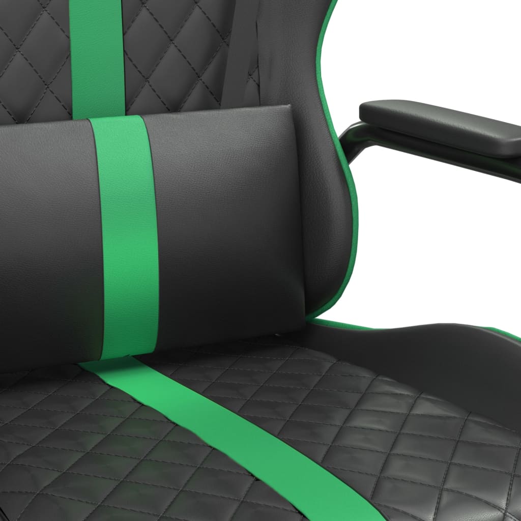 vidaXL Silla gaming cuero sintético negro y verde